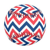 Red Blue White Zig Zag Lines Geometric Baseball (Rückseite)