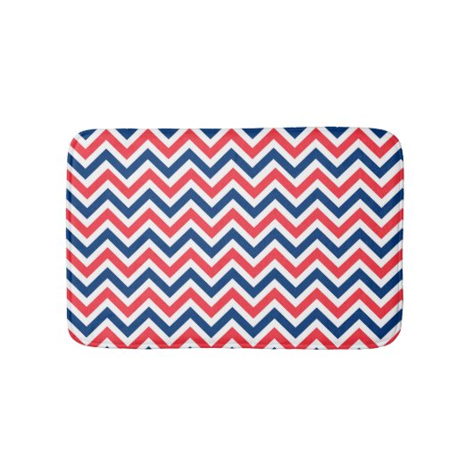 Red Blue White Zig Zag Lines Geometric Baseball Badematte (Vorderseite)