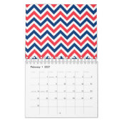 Red Blue White Zig Zag Lines Geometric Baseball Kalender (Feb 2027)