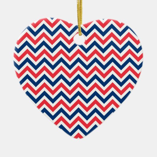 Red Blue White Zig Zag Lines Geometric Baseball Keramik Ornament (Vorne)