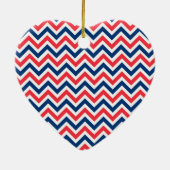 Red Blue White Zig Zag Lines Geometric Baseball Keramik Ornament (Hinten)