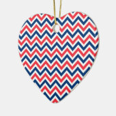 Red Blue White Zig Zag Lines Geometric Baseball Keramik Ornament (Links)