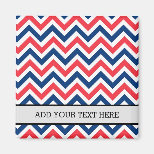 Red Blue White Zig Zag Lines Geometric Baseball Magnet (Vorne)