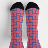 Red Blue Woven Blocks Muster Socken (Oben)