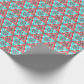 Red Blue Xmas Geometrie Nordic Pattern Geschenkpapier (Ecke)