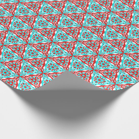 Red Blue Xmas Geometrie Nordic Pattern Geschenkpapier (Ecke)