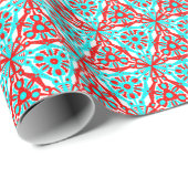 Red Blue Xmas Geometrie Nordic Pattern Geschenkpapier (Rolleneckpunkt)