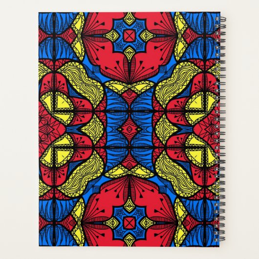 Red Blue Yellow African Tribal Mosaik Muster Planer (Rückseite)