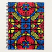 Red Blue Yellow African Tribal Mosaik Muster Planer (Vorderseite)
