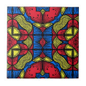 Red Blue Yellow African Tribal Pattern Fliese (Vorderseite)