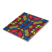 Red Blue Yellow African Tribal Pattern Fliese (Seite)