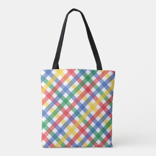 Red Blue Yellow and Green Plaid Print Tasche (Rückseite)