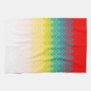 Red Blue Yellow Chic Einzigartiges Zigzag Muster Geschirrtuch