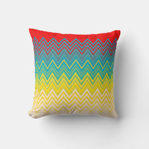 Red Blue Yellow Chic Einzigartiges Zigzag Muster Kissen