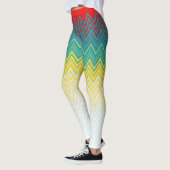Red Blue Yellow Chic Einzigartiges Zigzag Muster Leggings (Links)