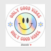 Red Blue Yellow Only Good Vibes Smiley Circle Aufkleber (Blatt)