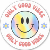 Red Blue Yellow Only Good Vibes Smiley Circle Aufkleber (Vorderseite)