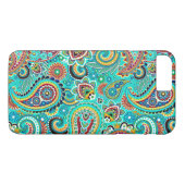 Red Blue Yellow Paisley Case-Mate iPhone Hülle (Rückseite (Horizontal))