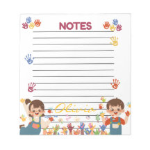 Red Blue Yellow Playful Kids Personalized Notepad