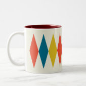 Red Blue Yellow Retro Diamond Muster Zweifarbige Tasse (Links)