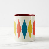 Red Blue Yellow Retro Diamond Muster Zweifarbige Tasse (Mittel)