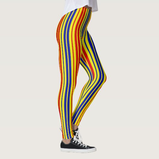 Red Blue Yellow Stripes Pattern Design  Leggings (Rechts)