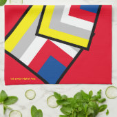 Red Blue Yellow White Gray Black Geometric Black Geschirrtuch (Gefaltet)