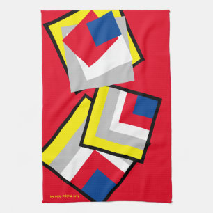 Red Blue Yellow White Gray Black Geometric Black Geschirrtuch