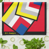 Red Blue Yellow White Gray Black Geometric Black Geschirrtuch (Gefaltet)