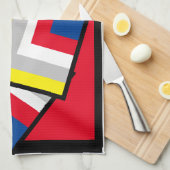 Red Blue Yellow White Gray Black Geometric Black Geschirrtuch (Viertel Falte)