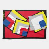 Red Blue Yellow White Gray Black Geometric Black Geschirrtuch (Horizontal)