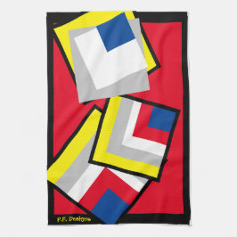 Red Blue Yellow White Gray Black Geometric Black Geschirrtuch