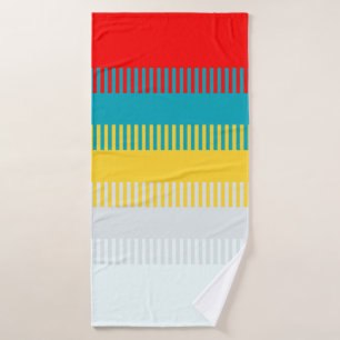 Red Blue Yellow White Grey Chic Einzigartiges Must Badehandtuch