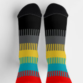 Red Blue Yellow White Grey Chic Einzigartiges Must Socken (Oben)