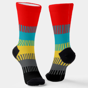 Red Blue Yellow White Grey Chic Einzigartiges Must Socken