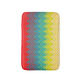 Red Blue Yellow White Zigzag Badematte (Vorderseite Vertikal)