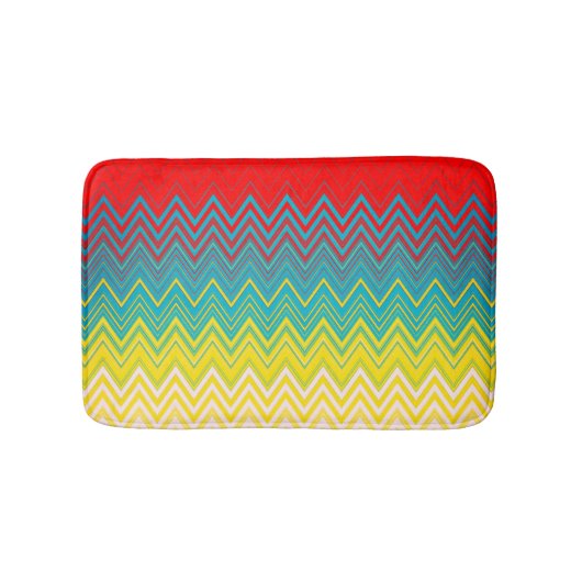 Red Blue Yellow White Zigzag Badematte (Vorderseite)