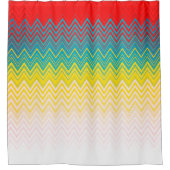 Red Blue Yellow White Zigzag Duschvorhang (Vorderseite)