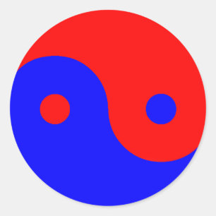Red Blue Yin Yang Runder Aufkleber