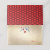Red & Blue Zen Origami Paper Cranes Asia Wedding Platzkarte (Außenseite Aufgefaltet)