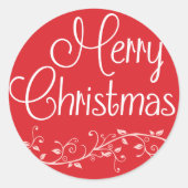 Red Blüh Merry Christmas Sticker (Vorderseite)