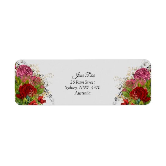 Red Blume Address Labels - Personalisiert (Vorne)