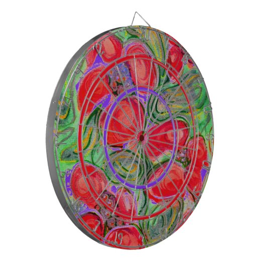 Red Blume Art Fantasy Dartboard Dartscheibe (Vorderseite Links)