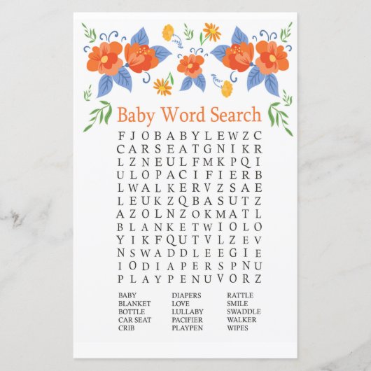 Red Blume Baby Shooter Word Search Game (Vorderseite)