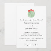 Red Blume Barrel Cactus Wüstenhochzeit Einladung (Vorne/Hinten)