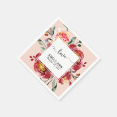 Red Blume Bouquet Liebe Typografie über Blush Serviette (Ecke)