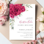 Red Blume Bouquet Nuestra Boda Spanish Wedding Einladung