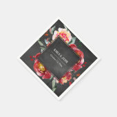 Red Blume Bouquet White Names, Datum auf Chalkboar Serviette (Ecke)