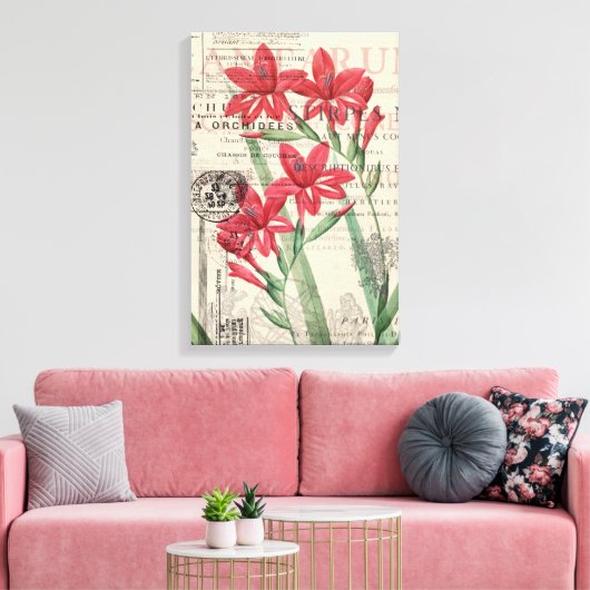Red Blume Collage Leinwanddruck (Insitu (Wohnzimmer))