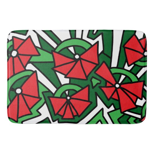 Red Blume Doodle Art Badematte (Vorderseite)